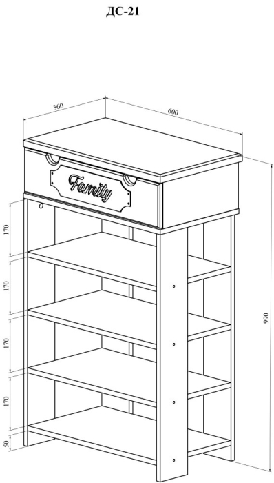 Тумбы, Тумба для обуви ДримСтар ДС-21 (600)