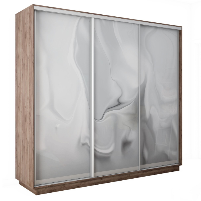 Шкафы-купе 3-х дверные, Шкаф-купе Экспресс 3-х дверный Фотопечать Шелк Стекла 180х45х240