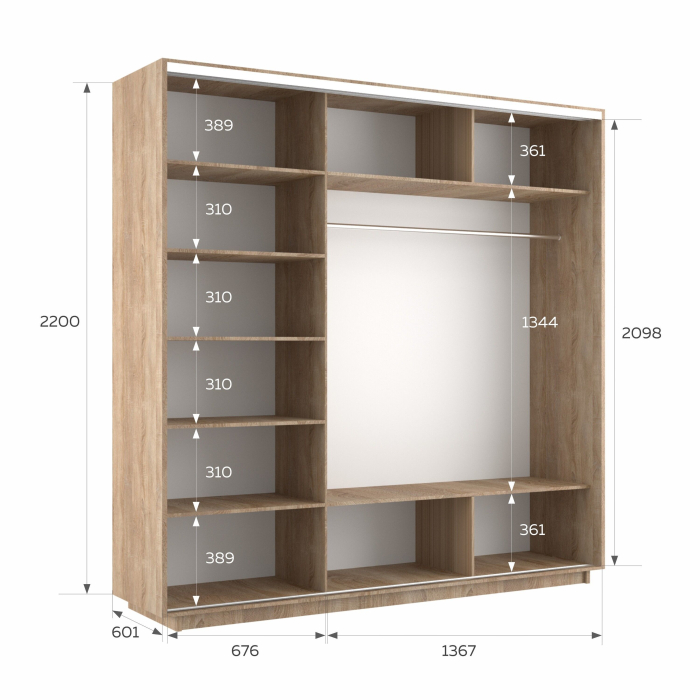 Шкафы-купе 3-х дверные, Шкаф-купе Экспресс 3-х дверный Фотопечать Калейдоскоп Стекла 210х60х220