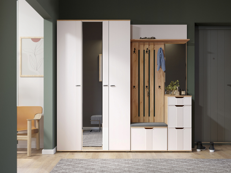 Шкафы двухстворчатые, Шкаф для одежды Эмилия ЭЛ-13К комбинированный