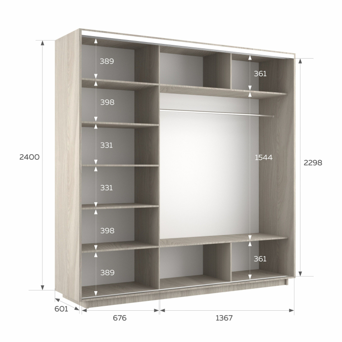 Шкафы-купе 3-х дверные, Шкаф-купе Экспресс 3-х дверный Фотопечать Квадрат Стекла 210х60х240