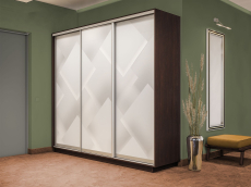 Шкафы-купе 3-х дверные, Шкаф-купе Экспресс 3-х дверный Фотопечать Квадрат Стекла 180х45х220