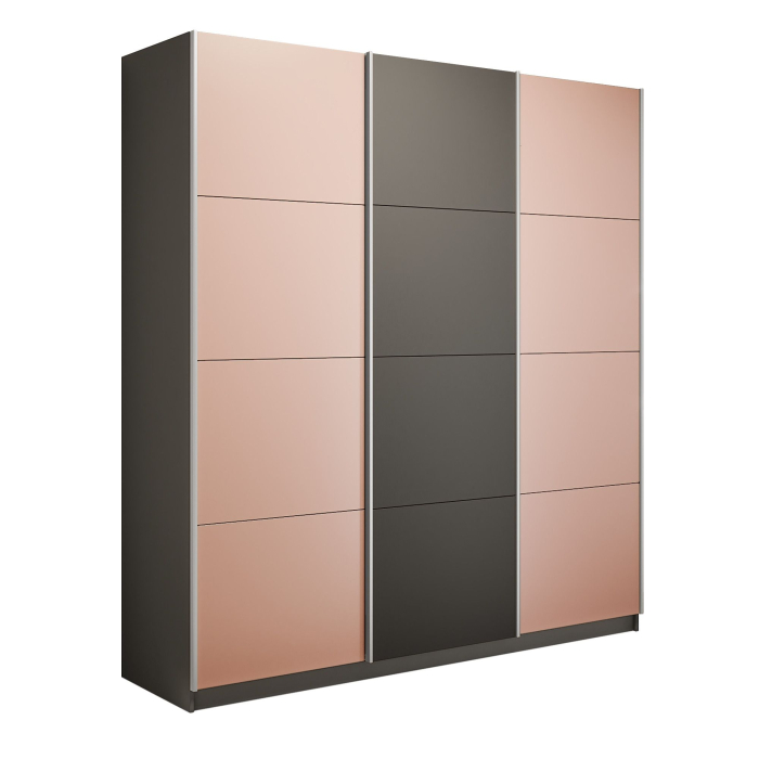 Шкафы-купе 3-х дверные, Шкаф-купе Прайм Широкий 3-х дверный Стекла пудра/ДСП/Доводчики 240х57х230