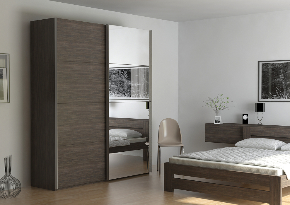 Шкафы-купе 2-х дверные, Шкаф-купе Эста ДСП+Зеркало 180х66х240