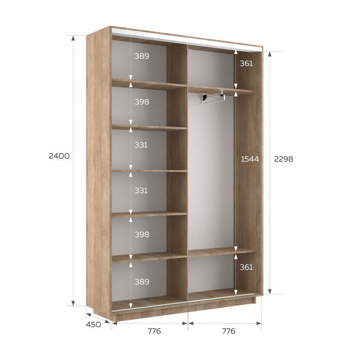 Шкафы-купе 2-х дверные, Шкаф-купе Экспресс 2-х дверный Фотопечать Ленты Стекла 160х45х240