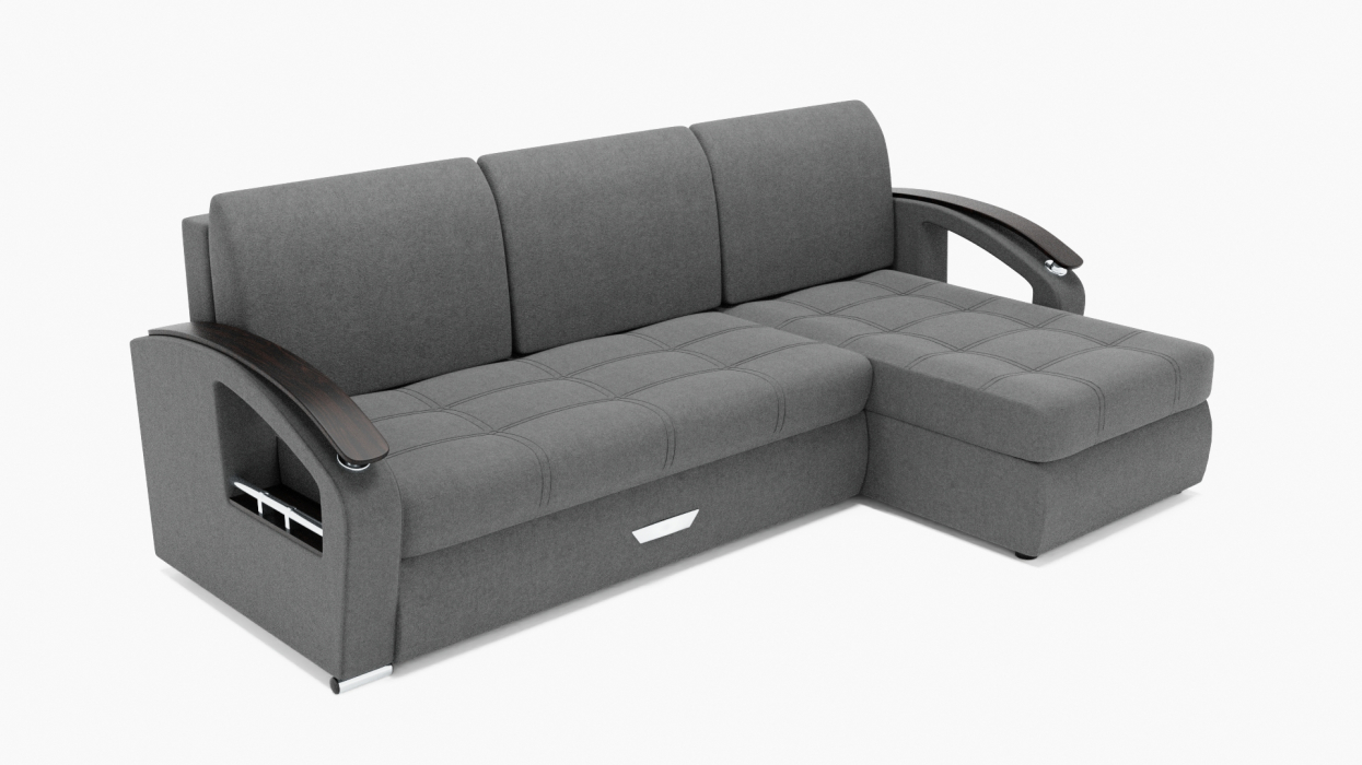 Диваны угловые в гостиную, Угловой диван Дубай-1 с оттоманкой ППУ, велюр