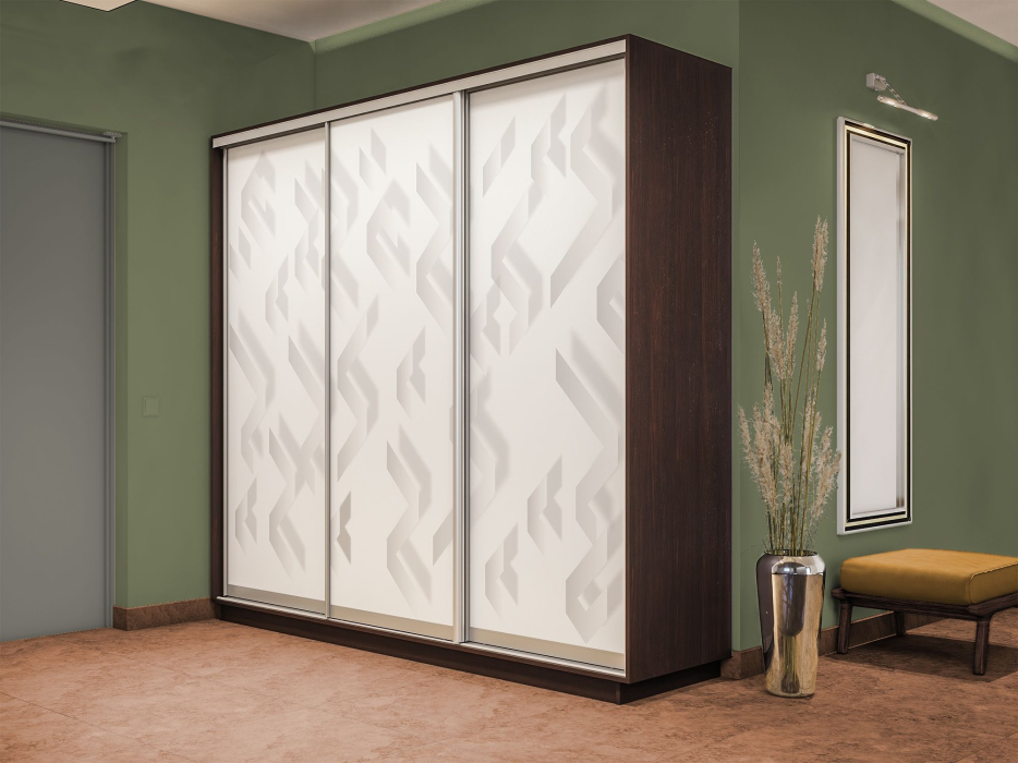 Шкафы-купе 3-х дверные, Шкаф-купе Экспресс 3-х дверный Фотопечать Ленты Стекла 180х60х240