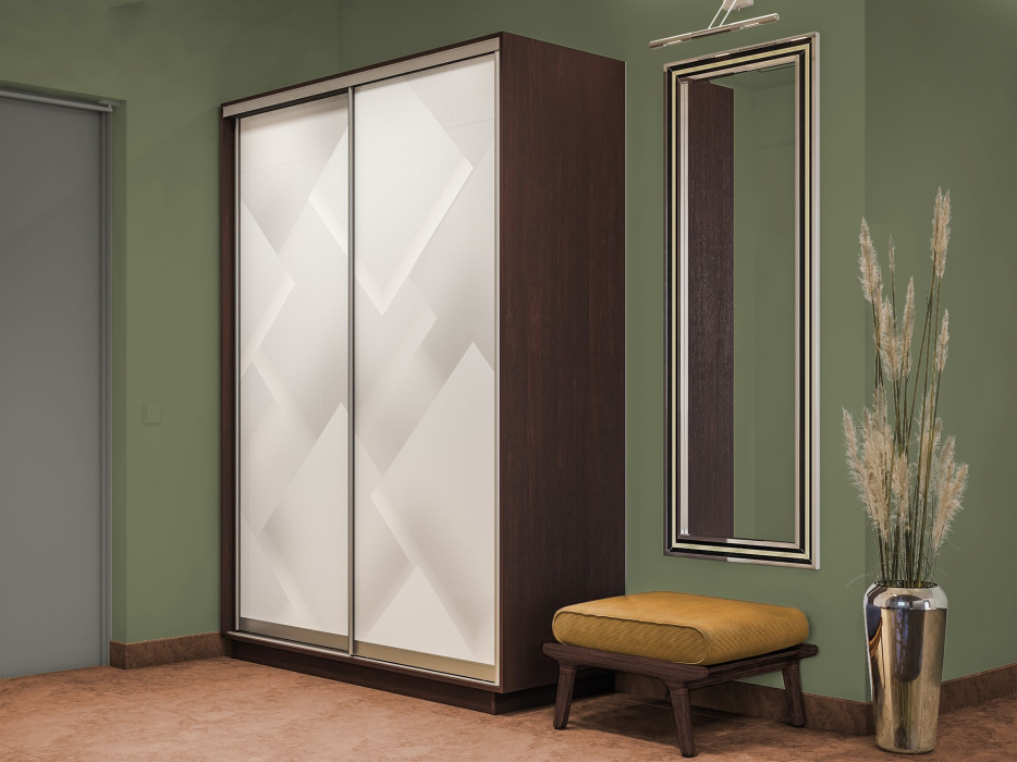 Шкафы-купе 2-х дверные, Шкаф-купе Экспресс 2-х дверный Фотопечать Квадрат Стекла 160х45х220