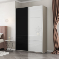 Шкафы-купе 2-х дверные, Шкаф-купе Прайм 2-х дверный Стекло белое/Стекло черное/Доводчики 160х57х230
