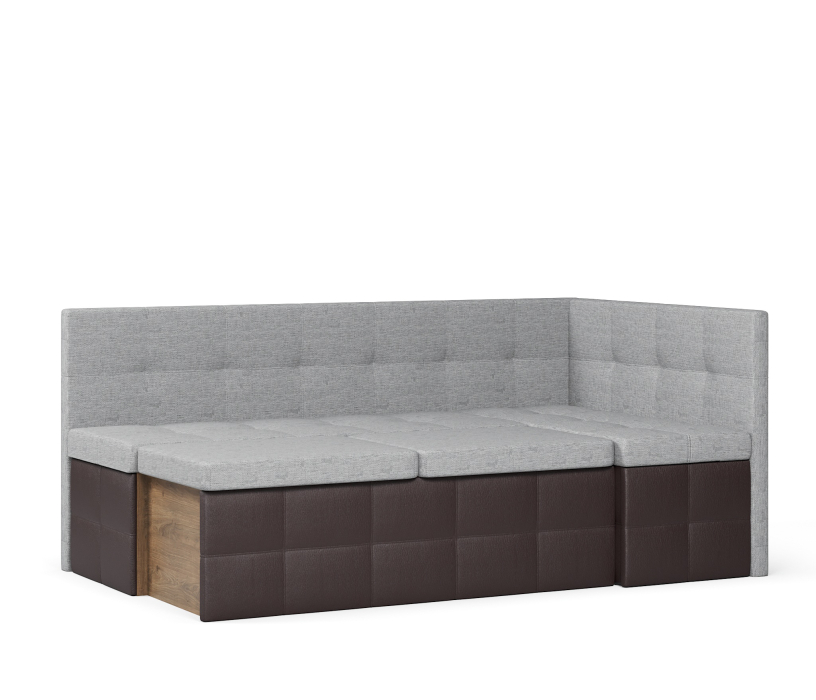 Диваны угловые кухонные, Диван кухонный угловой Домино выкатной, рогожка+экокожа