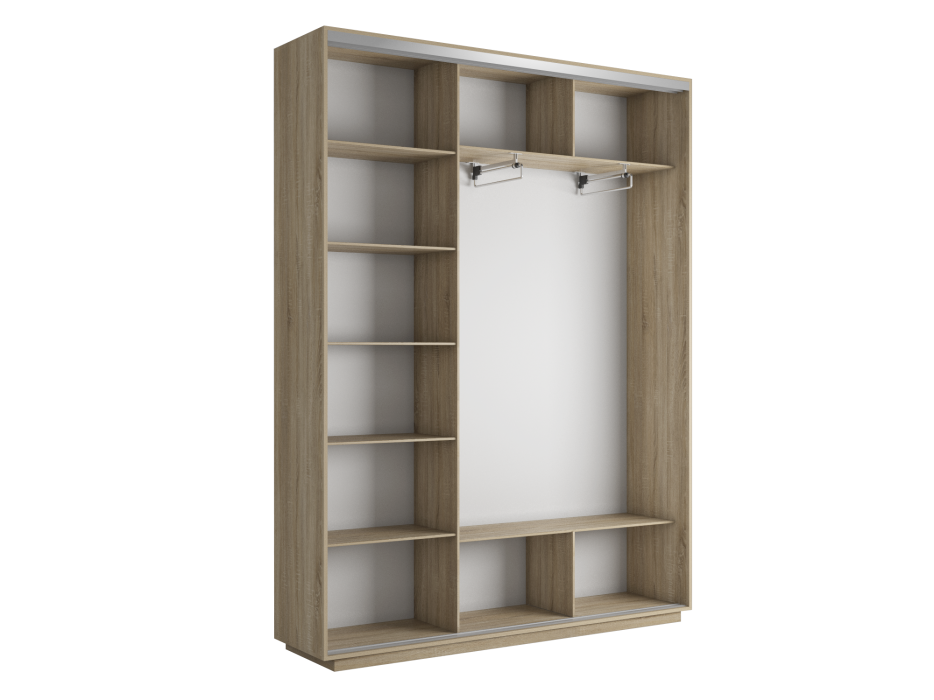 Шкафы-купе 3-х дверные, Шкаф-купе Экспресс Медиум (2 зеркала) трио 2200 x 1800 x 450