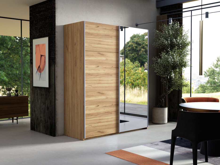 Шкафы-купе 2-х дверные, Шкаф-купе Эста ДСП+Зеркало 180х66х240