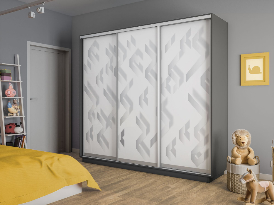 Шкафы-купе 3-х дверные, Шкаф-купе Экспресс 3-х дверный Фотопечать Ленты Стекла 210х60х240