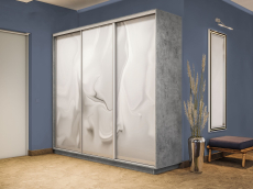 Шкафы-купе 3-х дверные, Шкаф-купе Экспресс 3-х дверный Фотопечать Шелк Стекла 180х60х240
