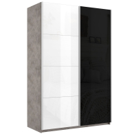 Шкафы-купе 2-х дверные, Шкаф Эста дуо Стекло белое/Стекло черное 2400 х 1800 х 660