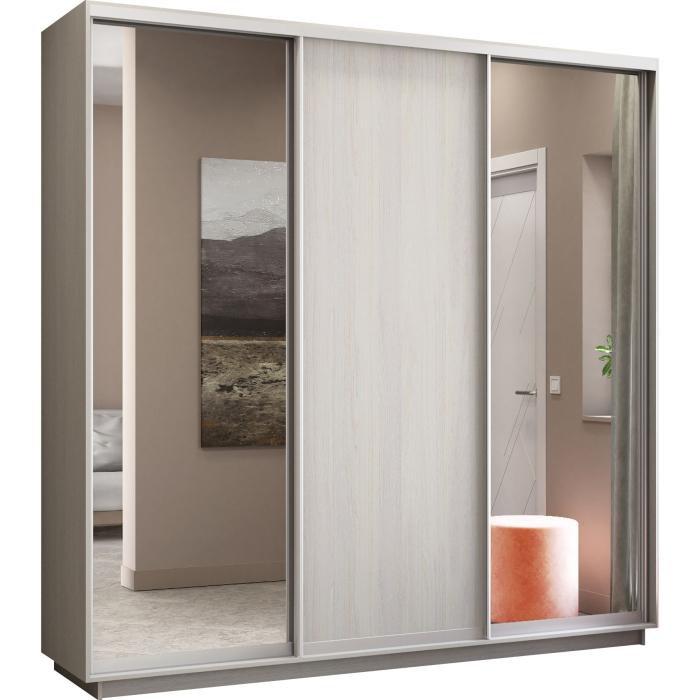 Шкафы-купе 3-х дверные, Шкаф-купе Экспресс Медиум (2 зеркала) трио 2200 x 2400 x 450