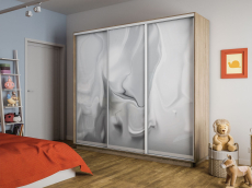 Шкафы-купе 3-х дверные, Шкаф-купе Экспресс 3-х дверный Фотопечать Шелк Стекла 180х45х240