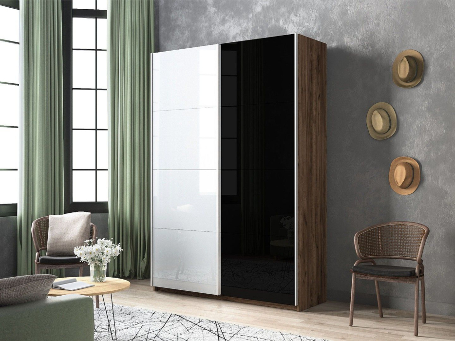 Шкафы-купе 2-х дверные, Шкаф-купе Прайм 2-х дверный Стекло белое/Стекло черное/Доводчики 160х57х230