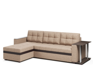 Диван-кровать угловой Атланта со столом дельфин,рогожка+экокожа