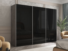 Шкафы-купе 3-х дверные, Шкаф Эста трио Стекло черное 2400 х 2700 х 660