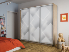 Шкафы-купе 3-х дверные, Шкаф-купе Экспресс 3-х дверный Фотопечать Квадрат Стекла 180х45х240