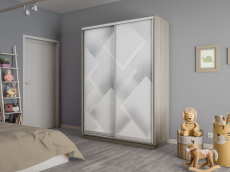 Шкафы-купе 2-х дверные, Шкаф-купе Экспресс 2-х дверный Фотопечать Квадрат Стекла 160х60х220