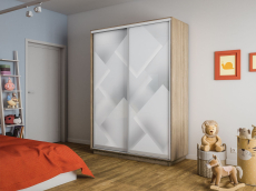 Шкафы-купе 2-х дверные, Шкаф-купе Экспресс 2-х дверный Фотопечать Квадрат Стекла 160х45х240