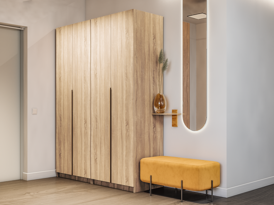 Шкафы распашные, Шкаф складной Е1 Локер ("Гармошка") 162х52.5х220 см, с модулем