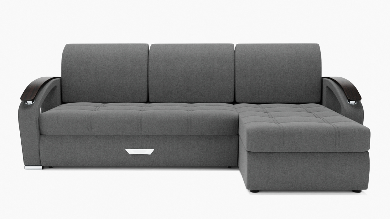 Диваны угловые в гостиную, Угловой диван Дубай-1 с оттоманкой ППУ, велюр