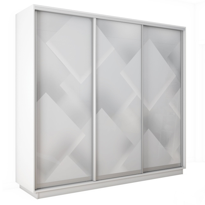 Шкафы-купе 3-х дверные, Шкаф-купе Экспресс 3-х дверный Фотопечать Квадрат Стекла 210х60х220