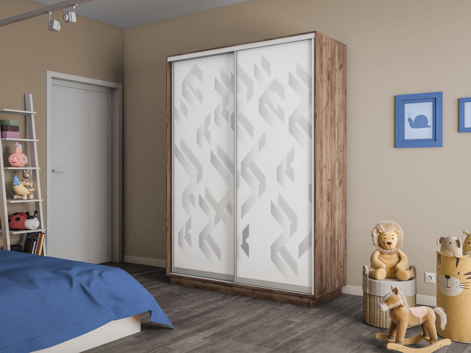 Шкафы-купе 2-х дверные, Шкаф-купе Экспресс 2-х дверный Фотопечать Ленты Стекла 160х60х220