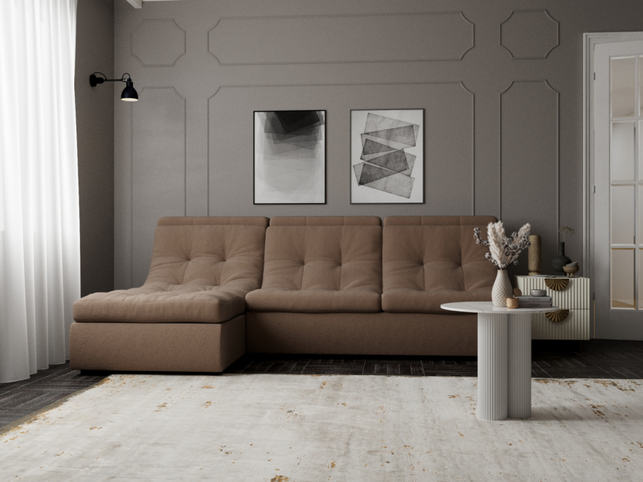 Диваны угловые в гостиную, Угловой диван Монако-2 ППУ, велюр