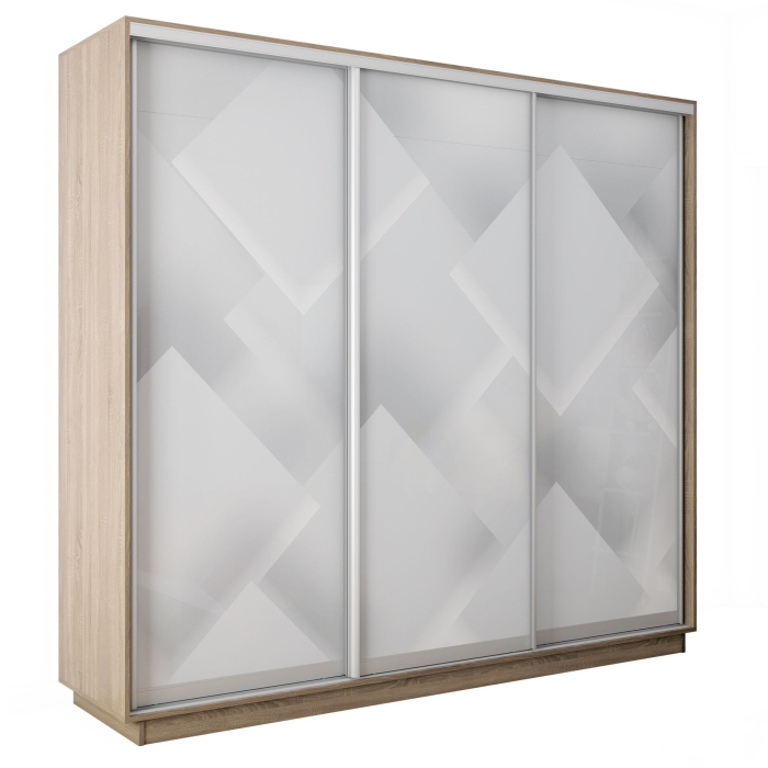 Шкафы-купе 3-х дверные, Шкаф-купе Экспресс 3-х дверный Фотопечать Квадрат Стекла 240х45х220