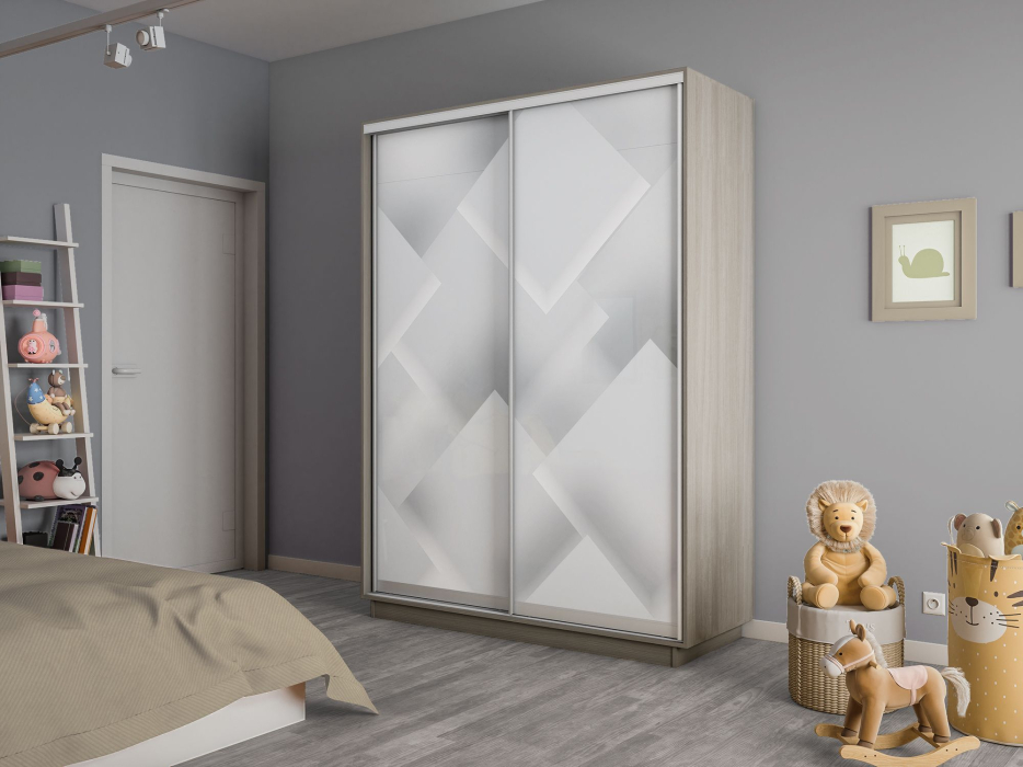 Шкафы-купе 2-х дверные, Шкаф-купе Экспресс 2-х дверный Фотопечать Квадрат Стекла 120х45х240