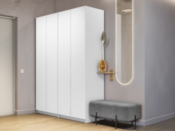 Распашной шкаф Локер 800+800 (Гармошка с системой Push to Move/Левый) с полками