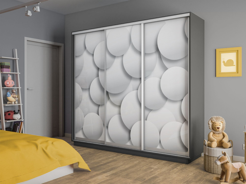 Шкафы-купе 3-х дверные, Шкаф-купе Экспресс 3-х дверный Фотопечать Шары Стекла 180х60х220