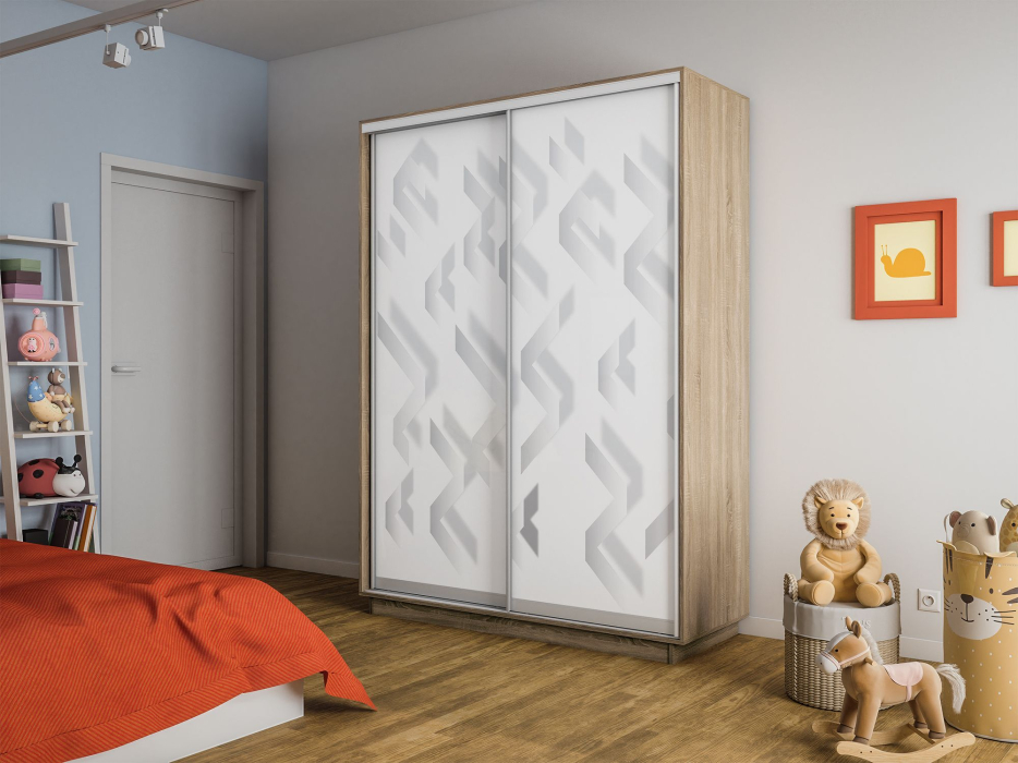 Шкафы-купе 2-х дверные, Шкаф-купе Экспресс 2-х дверный Фотопечать Ленты Стекла 160х45х240