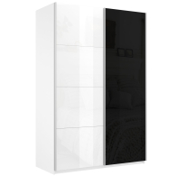 Шкафы-купе 2-х дверные, Шкаф Эста дуо Стекло белое/Стекло черное 2400 х 1800 х 660