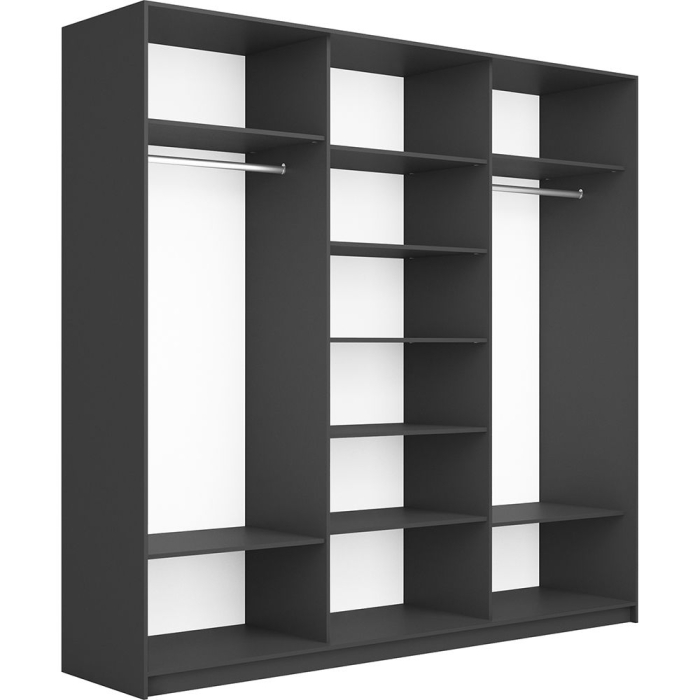 Шкафы-купе 3-х дверные, Шкаф-купе Прайм Широкий 3-х дверный Стекла пудра/ДСП/Доводчики 240х57х230