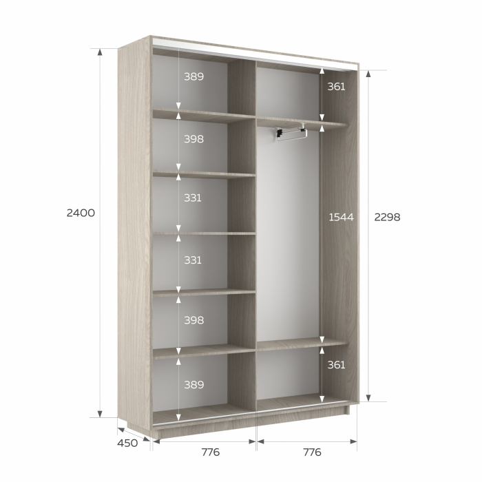 Шкафы-купе 2-х дверные, Шкаф-купе Экспресс 2-х дверный Фотопечать Ленты Стекла 160х45х240