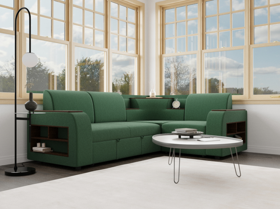 Диваны угловые в гостиную, Угловой диван Фараон ППУ, велюр