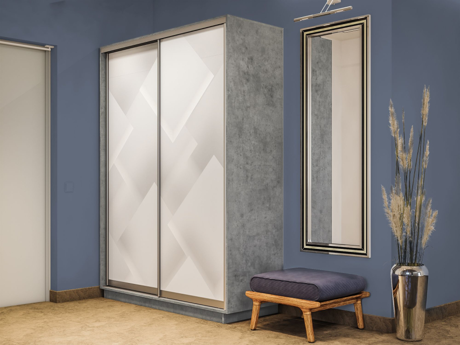 Шкафы-купе 2-х дверные, Шкаф-купе Экспресс 2-х дверный Фотопечать Квадрат Стекла 120х45х240