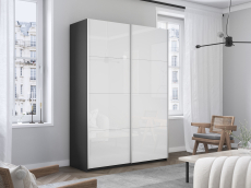 Шкафы-купе 2-х дверные, Шкаф-купе Прайм 2х дверный Белый Глянец 140х57х230