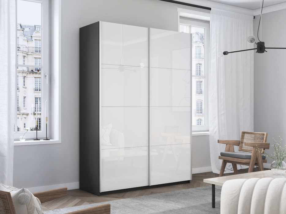 Шкафы-купе 2-х дверные, Шкаф-купе Прайм 2х дверный Белый Глянец 140х57х230