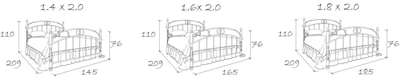Кованая кровать Валенсия 1.8 с двумя спинками