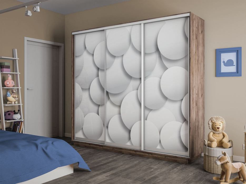 Шкафы-купе 3-х дверные, Шкаф-купе Экспресс 3-х дверный Фотопечать Шары Стекла 240х60х220