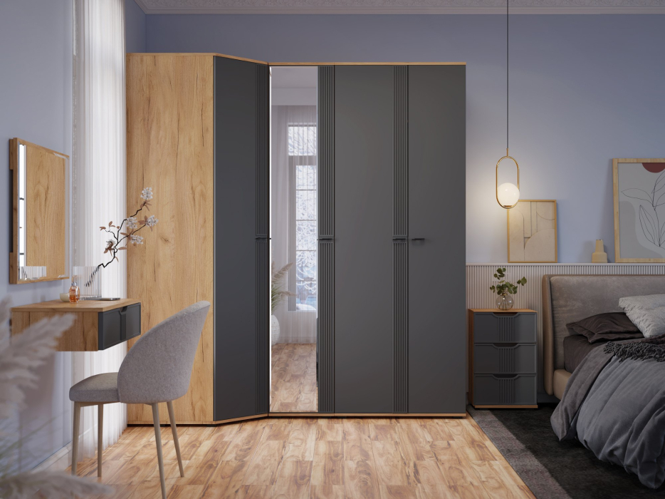 Угловые шкафы, Шкаф угловой Эмилия ЭЛ-17К с зеркалом