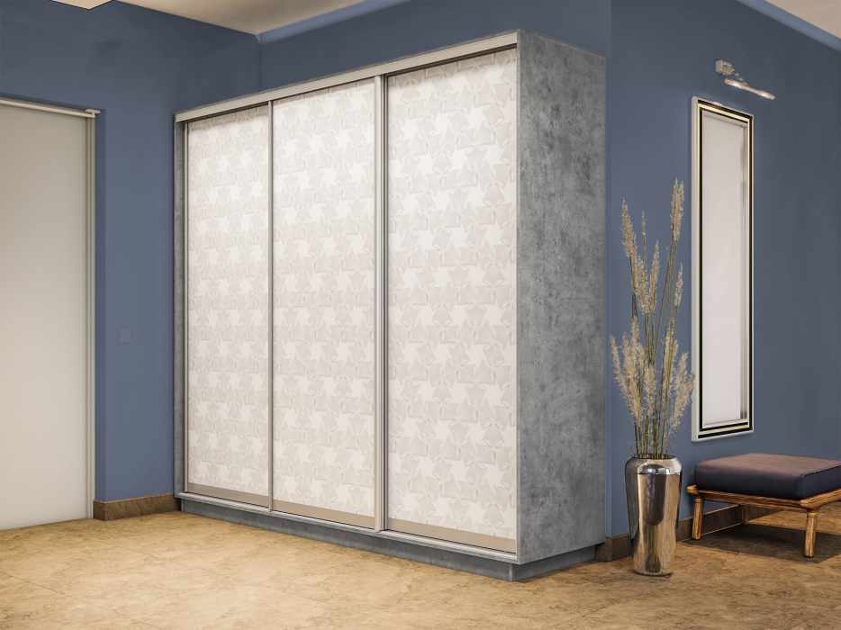 Шкафы-купе 3-х дверные, Шкаф-купе Экспресс 3-х дверный Фотопечать Калейдоскоп Стекла 180х60х220