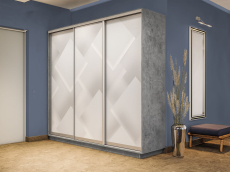 Шкафы-купе 3-х дверные, Шкаф-купе Экспресс 3-х дверный Фотопечать Квадрат Стекла 240х45х220