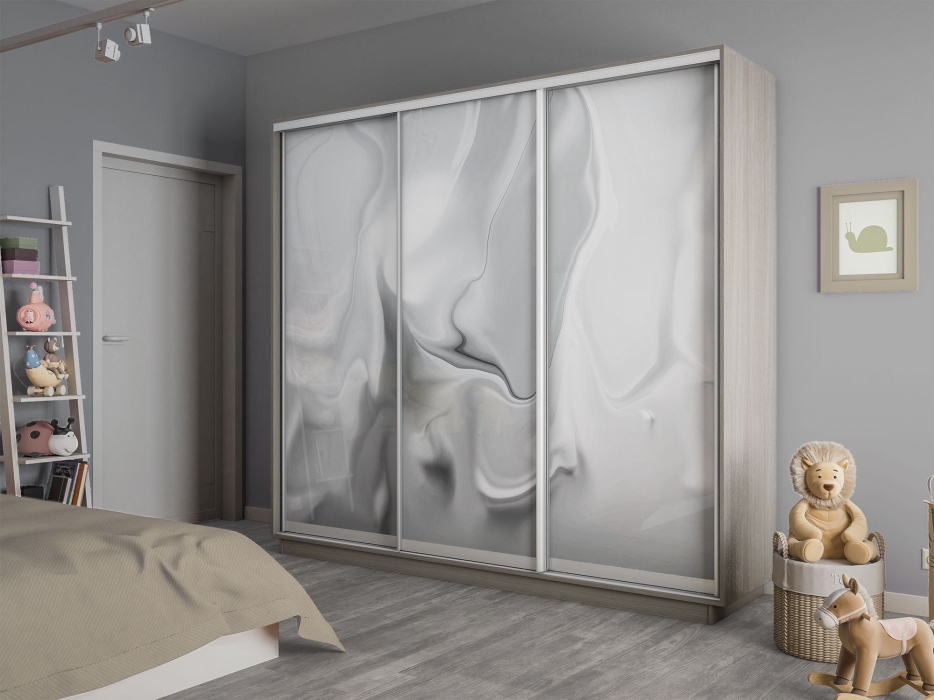 Шкафы-купе 3-х дверные, Шкаф-купе Экспресс 3-х дверный Фотопечать Шелк Стекла 180х60х220